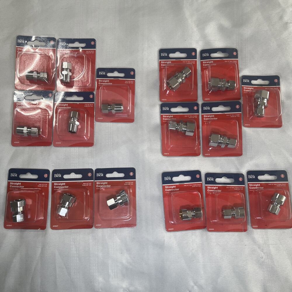 LOT OF 16 Do it Best Chrome Straight Connector Adaptors 1/2" 3/8" 5/8" Variety